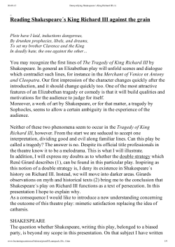 Reading Shakespeare&acute;s King Richard III against