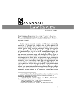The Federal Right to Recover Fugitive Slaves