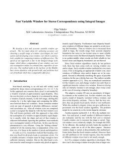 Fast Variable Window for Stereo Correspondence using