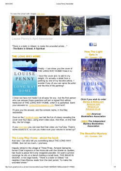 Louise Penny`s April Newsletter