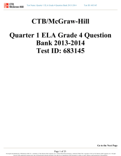 CTB/McGraw-Hill Quarter 1 ELA Grade 4 Question Bank 2013