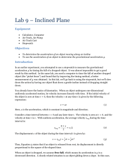 Lab 9 &ndash; Inclined Plane