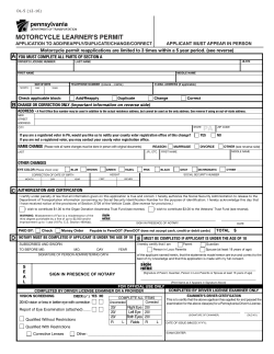 PennDOT - Motorcycle Learner`s Permit Application to ADD