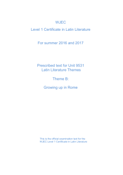 WJEC Level 1 Certificate in Latin Literature For summer 2016 and