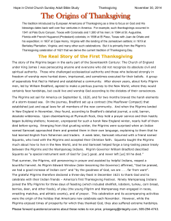 The Origins of Thanksgiving