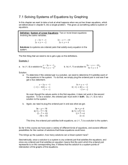 7.1 Solving Systems of Equations by Graphing