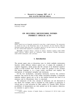 ON MULTIPLE METONYMIES WITHIN INDIRECT SPEECH ACTS 1