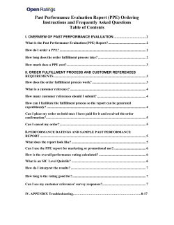 Past Performance Evaluation Report (PPE)
