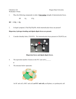 Chemistry 222 Oregon State University Worksheet 4 Notes 1. Place