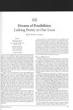 ALAN v30n2 - Dreams of Possibilities: Linking Poetry to Our Lives