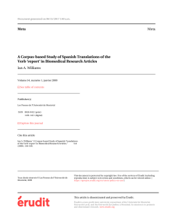 A Corpus-based Study of Spanish Translations of the Verb