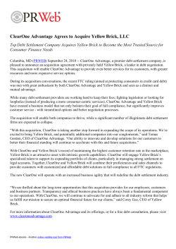 ClearOne Advantage Agrees to Acquire Yellow Brick, LLC