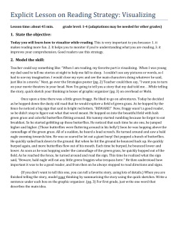Explicit Lesson on Reading Strategy: Visualizing