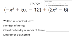 STATION 1 Written in standard form: Number of terms: ______