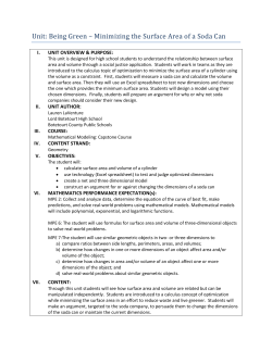 Unit: Being Green &ndash; Minimizing the Surface Area of a Soda Can