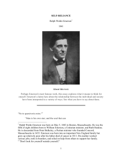 Self-Reliance - Teaching American Philosophy
