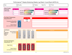 ProFormanceTM Washer Monitoring Weekly Log