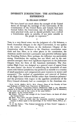 Cowen, Zelman --- "Diversity Jurisdiction: The Australian Experience