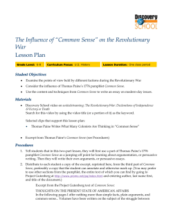 The Influence of &ldquo;Common Sense&rdquo; on the