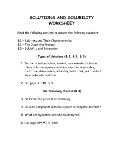 solutions and solubility