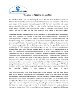 The View of Absolute Monarchies