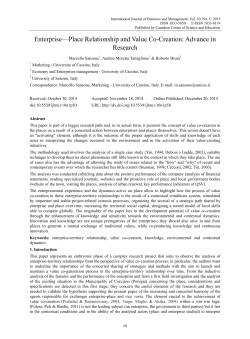 Enterprise&mdash;Place Relationship and Value Co-Creation