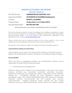 MISSION IN COLOMBIA JOB OPENING Internal / External