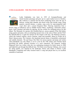 LYDIA KAKABADSE - THE PHANTOM LISTENERS NAXOS