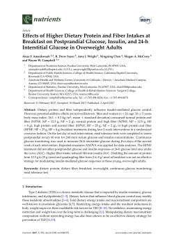 Effects of Higher Dietary Protein and Fiber Intakes at Breakfast on