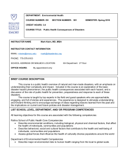 EH 581 Sample Syllabus - Rollins School of Public Health