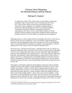 Chinese Views Regarding the Senkaku/Diaoyu Islands Dispute