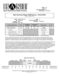 Adult Summary Report: BASI Survey&mdash;Verbal Skills, timed, items