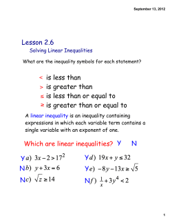 Lesson 2.6 is less than is greater than is less than or equal to is