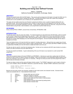 Building and Using User Defined Formats