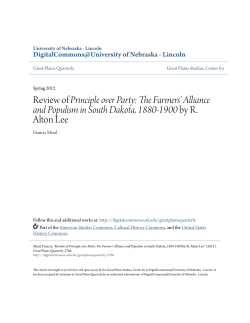 The Farmers` Alliance and Populism in South Dakota, 1880