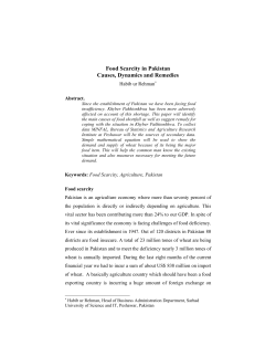 Food Scarcity in Pakistan Causes, Dynamics and Remedies