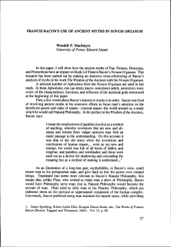 FRANCIS BACON`S USE OF ANCIENT MYTHS IN NOVUM