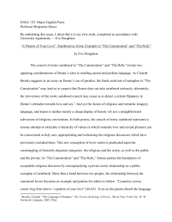 ENGL 125: Major English Poets Professor Benjamin Glaser By