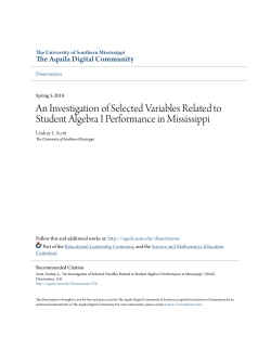 an investigation of selected variables related to student algebra i