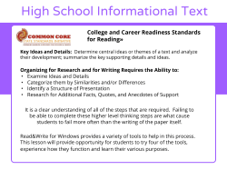 High School Informational Text