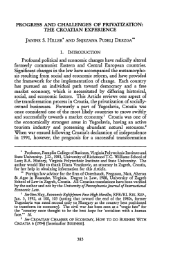 Progress and Challenges of Privatization: The Croatian