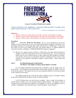 Lesson 2: Freedom to Petition/Freedom to Assemble