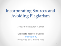 Incorporating Sources and Avoiding Plagiarism