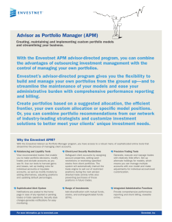 Advisor as Portfolio Manager (APM)