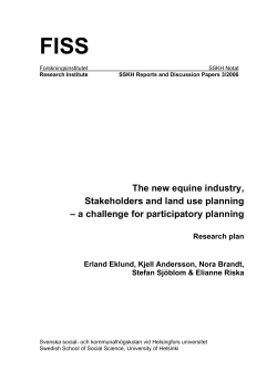 The new equine industry, Stakeholders and land use planning &ndash; a