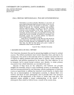 Oral History Methodology - UCSB Department of History