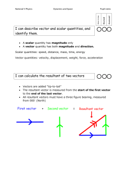 I can describe vector and scalar quantities, and identify them. I can