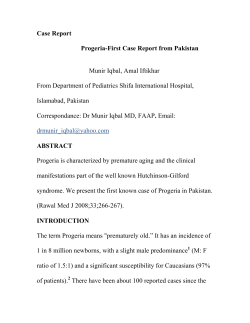 Case Report Progeria-First Case Report from Pakistan Munir Iqbal