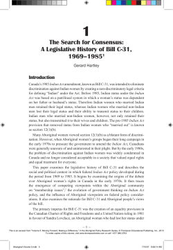 The Search for Consensus: A Legislative History of Bill C