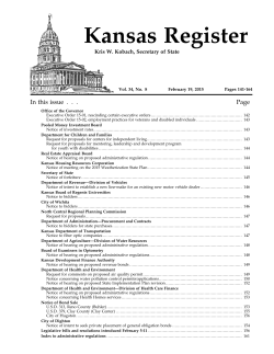 Kansas Register - Kansas Secretary of State